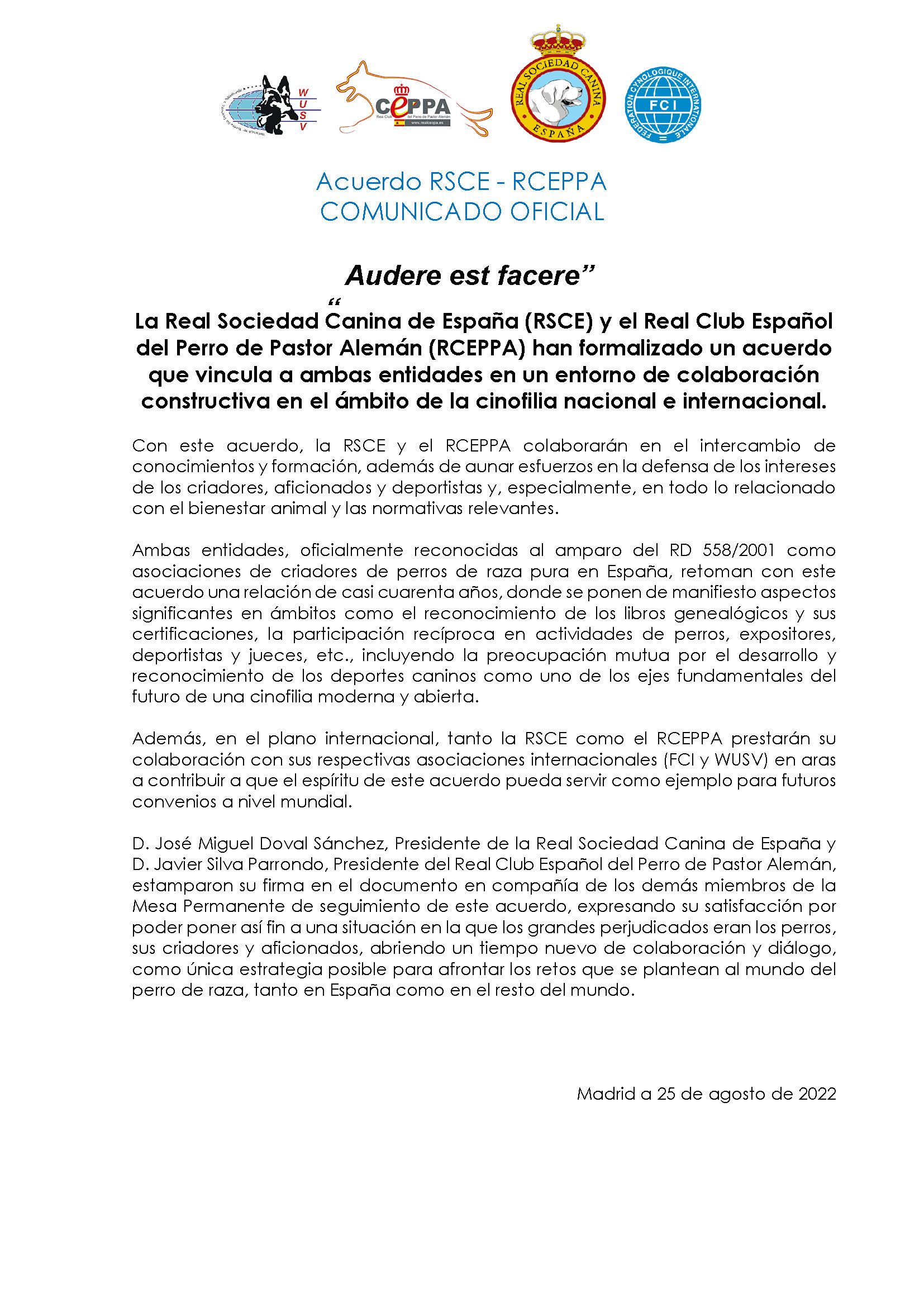 Comunicado RSCE RCEPPA acuerdo colaboracion agosto 22 esp